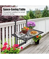 Costway Folding Hanging Table Adjustable Balcony Railing Table Patio Deck