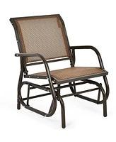 Costway Outdoor Single Swing Glider Rocking Chair Armrest Garden