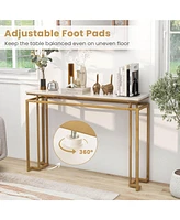 Costway 47" Faux Marble Top Console Table Modern Entryway Table with Anti-toppling Kit