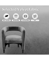 Costway Comfy Accent Armchair with Footrest Upholstered Velvet Barrel Chair & Ottoman Set