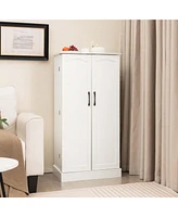 Costway 47.5" kitchen Pantry Cabinet with Doors Adjustable Shelves Anti-toppling Devices