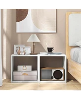 Costway 2PCS Stackable Storage Cube Free-standing Storage Organizer Bookcase for Bedroom