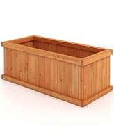 Raised Garden Bed Fir Wood Rectangle Planter Box with Drainage Holes