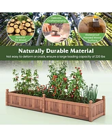 Costway Wooden Raised Garden Bed Outdoor Rectangular Planter Box with Drainage Holes