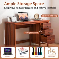 48" Home Office Desk with 3 Drawers Computer Desk Pc Laptop Workstation