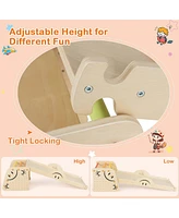 Wooden Climbing Toy Triangle Climber Set of 2 with Seesaw Dual-sided Ramp Indoor