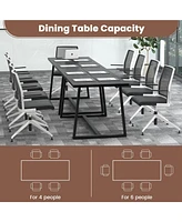 Costway 63" Large Dining Table for 4-6 People with Heavy-duty Metal Frame Modern