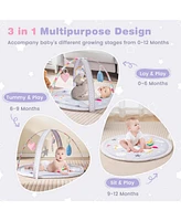 Baby Play Gym Mat Thicker Tummy Time Mat with 5 Detachable Hanging