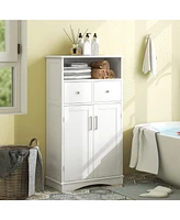 Costway Bathroom Floor Cabinet Freestanding Storage Cabinet with 2 Doors
