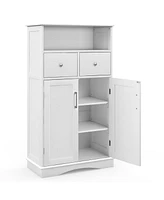 Costway Bathroom Floor Cabinet Freestanding Storage Cabinet with 2 Doors