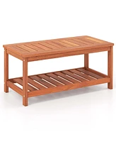 Patio Coffee Table 2-Tier Outdoor Side Rectangle Side Table