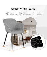 Set of 2 Dining Chairs Upholstered Accent Side with Backrest & Armrest