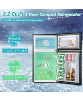 3.2 Cu.Ft Mini Refrigerator with Freezer Compact Fridge with 2 Reversible Door