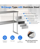 48'' 2-Tier Overshelf for Prep & Worktable Stainless Steel Adjustable Lower Shelf