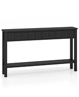 Costway 60" Console Table Retro Entryway Sofa with 4 Drawers & Open Shelf Hallway