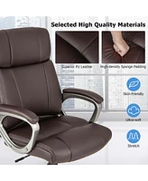 Costway Ergonomic Office Chair Pu Leather Executive Swivel with Upholstered Armrests