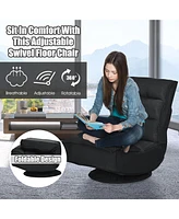 Costway Gaming Chair Fabric 6-Position Folding Lazy Sofa 360 Degree