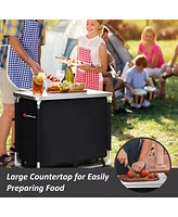 Costway Portable Bbq Aluminum Camping Table Kitchen Cook Station