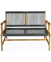 Costway 2-Person Patio Acacia Wood Bench Porch Garden Yard Deck