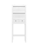 Costway Over the Toilet Storage Rack Bathroom Space Saver w/ 2 Open Shelves & Drawers