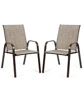 Costway 2PCS Patio Chairs Dining Chair Deck Yard W/Armrest