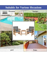 Costway 3PCS Solid Wood Patio Furniture Set Table&Chairs