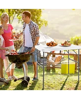 Gymax 2-in-1 Folding Fish Cleaning Table Portable Camping Table with Faucet White