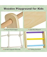 Costway Indoor Playground Climbing Gym Kids Wooden 8 in 1 Climber Playset for Children