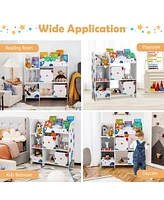 Costway Kids Toy and Book Organizer Children Wooden Storage Cabinet