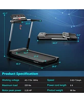 Costway 2.25HP Folding Led Treadmill Electric Running Walking Machine with App Control Gym
