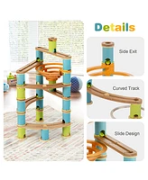 Costway Wooden Marble Run Construction 111PCS Stem Educational Learning Toys for Kid