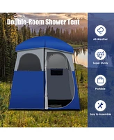 Costway Double-Room Camping Shower Toilet Tent with Floor Oversize Portable Storage Bag