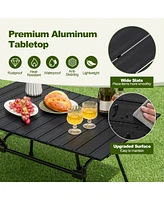 Costway Heavy-Duty Aluminum Camping Table, Folding Outdoor Picnic Table with Carrying Bag