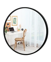 Costway 16''Round Wall Mounted Bathroom Mirror Aluminum Alloy Frame Decor Mirror