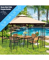 Costway 10' x Patio Canopy Gazebo Outdoor 2-Tier Steel Tent Heavy-Duty L-Shaped