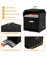 Costway 4-in-1 Multipurpose Outdoor Pizza Oven Wood Fired 2-Layer Detachable Oven