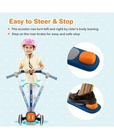 Costway Folding Adjustable Kids Toy Scooter W/Led Flashing Wheels Horn 4 Emoji Covers