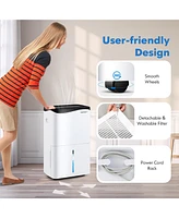 Costway 100-Pint Dehumidifier for Home & Basements w/ Smart App& Alexa Control