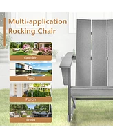 Costway Patio Adirondack Rocking Chair All Weather Hdpe Porch Rocker 330lbs Grey Outdoor