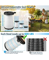 Costway 3-Piece Folding Table Stool Set with a Camping Table & 2 Retractable Led Stools