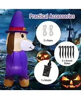 Costway 5 Ft Long Halloween Inflatable Dachshund Dog with Pumpkin Self Inflating Yard