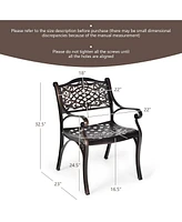 Costway 2PCS Patio Dining Bistro Chair All Weather Cast Aluminum Armrest Garden