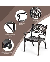 Costway 2PCS Patio Dining Bistro Chair All Weather Cast Aluminum Armrest Garden