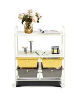 Costway Rolling Storage Cart w/4 Drawers 2 Shelves Metal Rack Shelf Utility Organizer