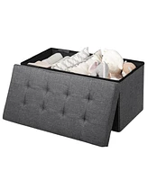 Costway 31.5''Fabric Foldable Storage Ottoman Toy Chest W/Removable Bin