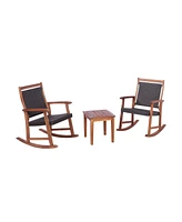 Gymax 3PCS Patio Rocking Chair & Table Set Outdoor Conversation Bistro Set