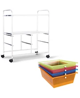 Costway 4 Multifunctional Drawers Rolling Storage Cart Rack Shelves Shelf Home Office