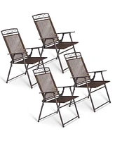 Costway Set of 4 Patio Folding Sling Chairs Steel Textilene Camping