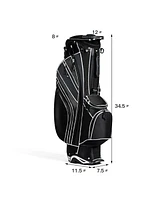 Costway Golf Stand Cart Bag Club w/6 Way Divider Carry Organizer