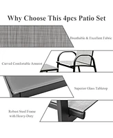 Costway 4 Pcs Patio Furniture Set Sofa Coffee Table Steel Frame Garden Deck